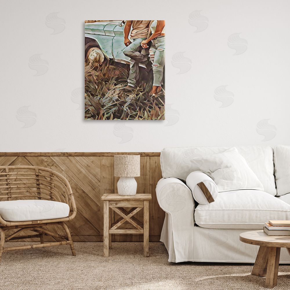 Jesse Keith Leaning In Kisses Stretched Canvas Wall Art Print in Room