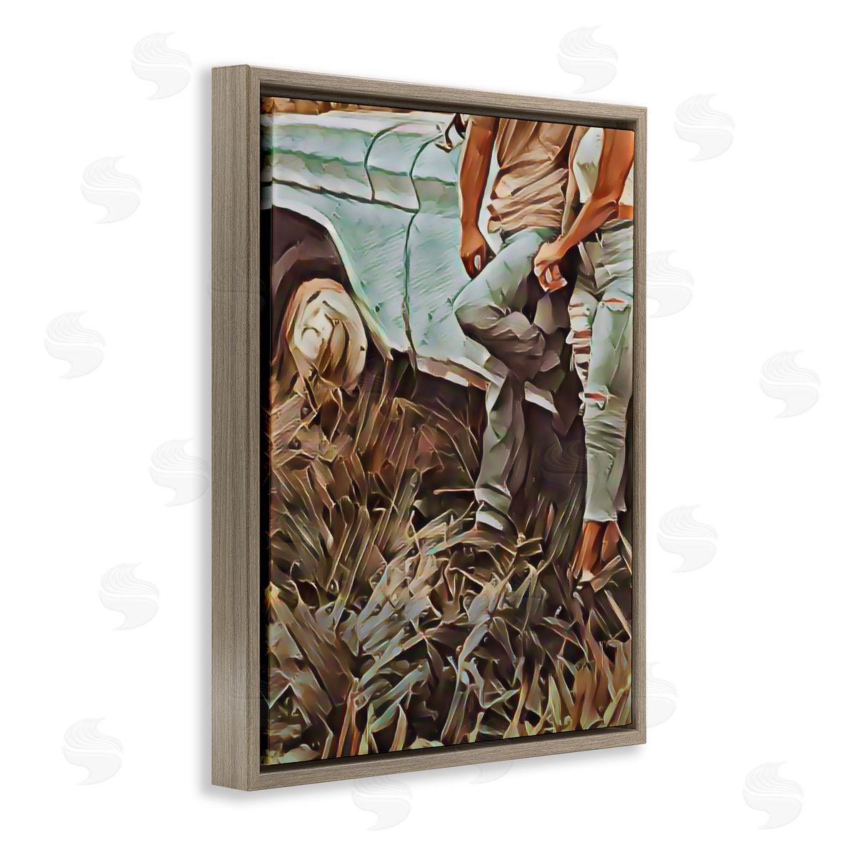 Jesse Keith Leaning In Kisses Brown Floating Frame Canvas Wall Art Print