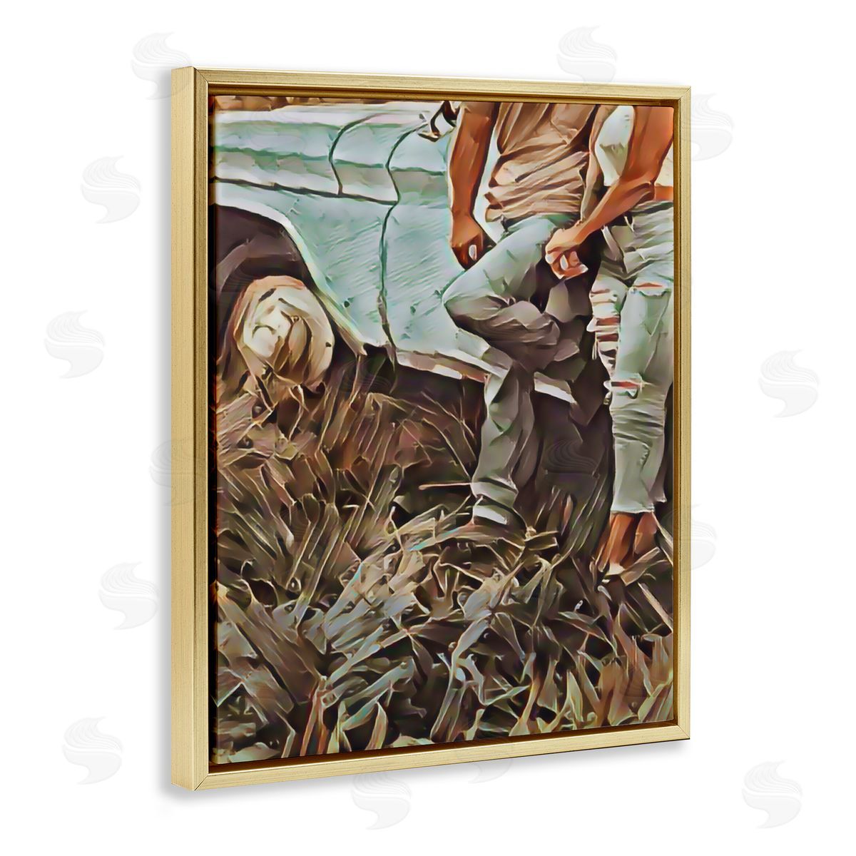 Jesse Keith Leaning In Kisses Gold Floating Frame Canvas Wall Art Print