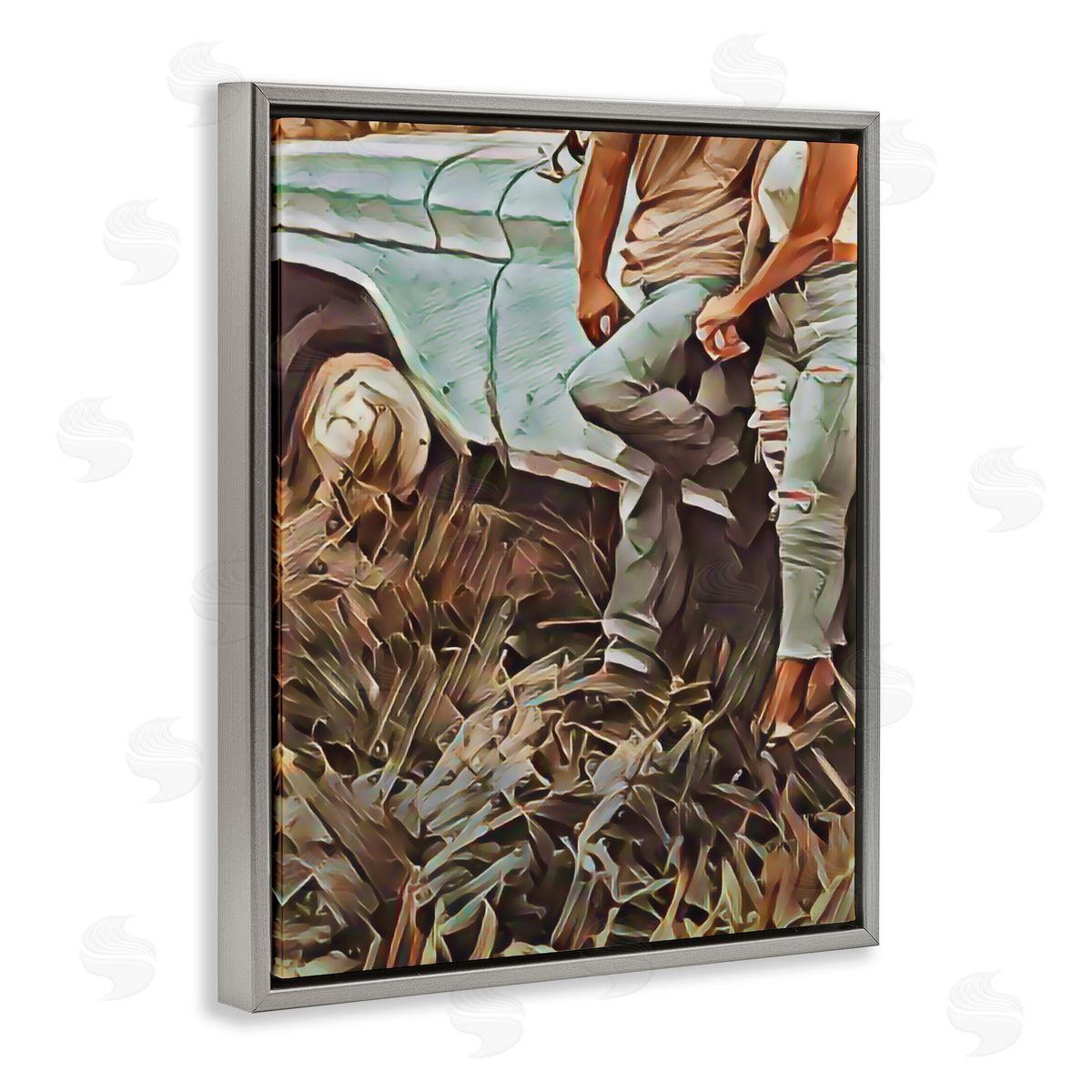 Jesse Keith Leaning In Kisses Gray Floating Frame Canvas Wall Art Print