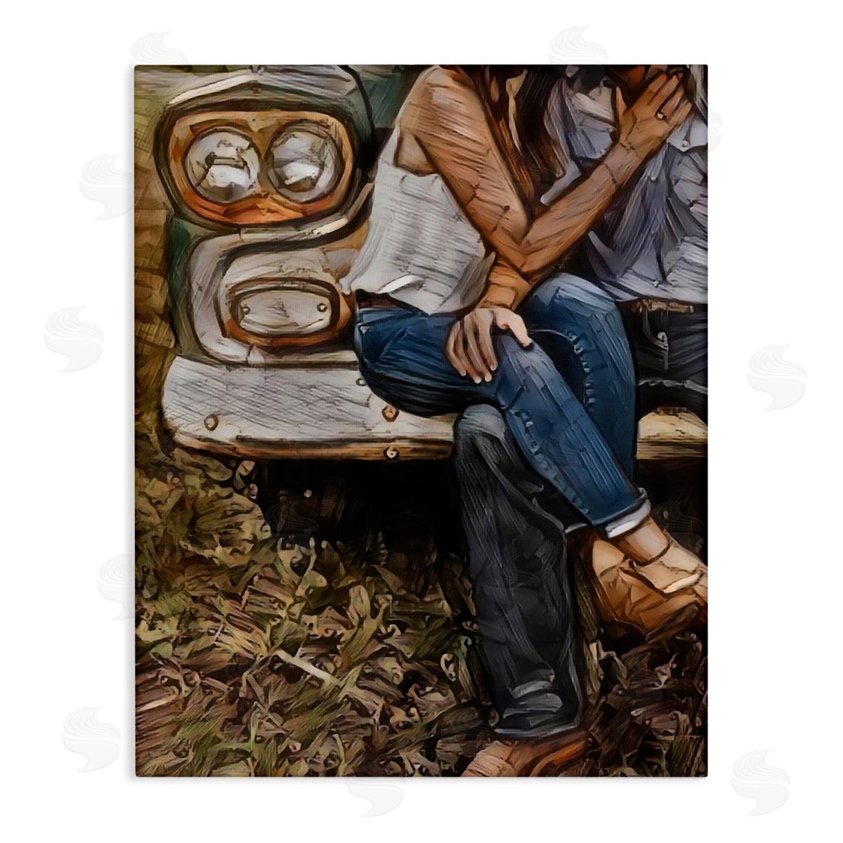 Jesse Keith Crossed Legs & Trucks Stretched Canvas Wall Art Print
