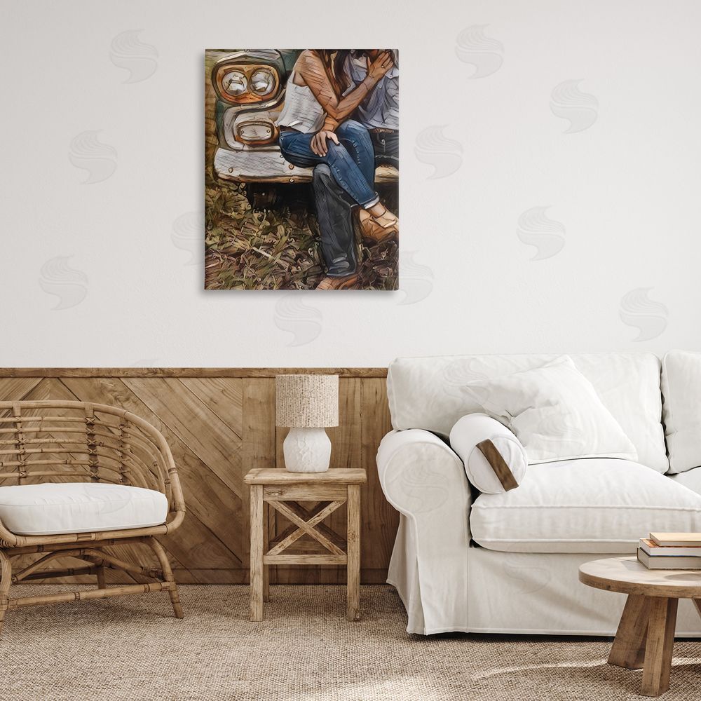 Jesse Keith Crossed Legs & Trucks Stretched Canvas Wall Art Print in Room