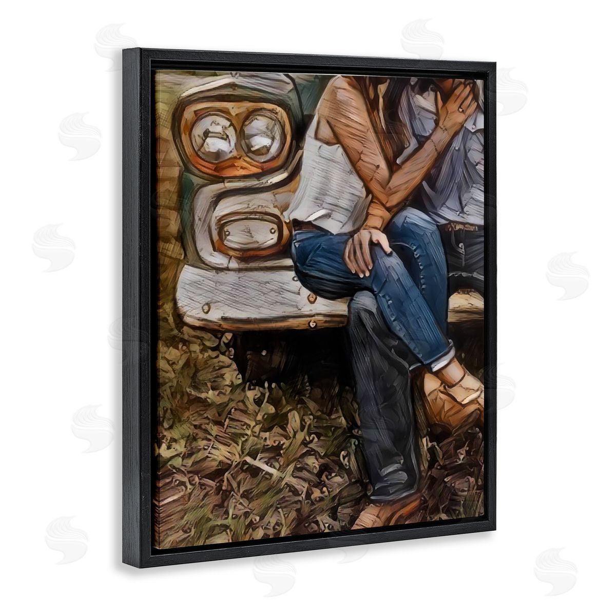Jesse Keith Crossed Legs & Trucks Black Floating Frame Canvas Wall Art Print
