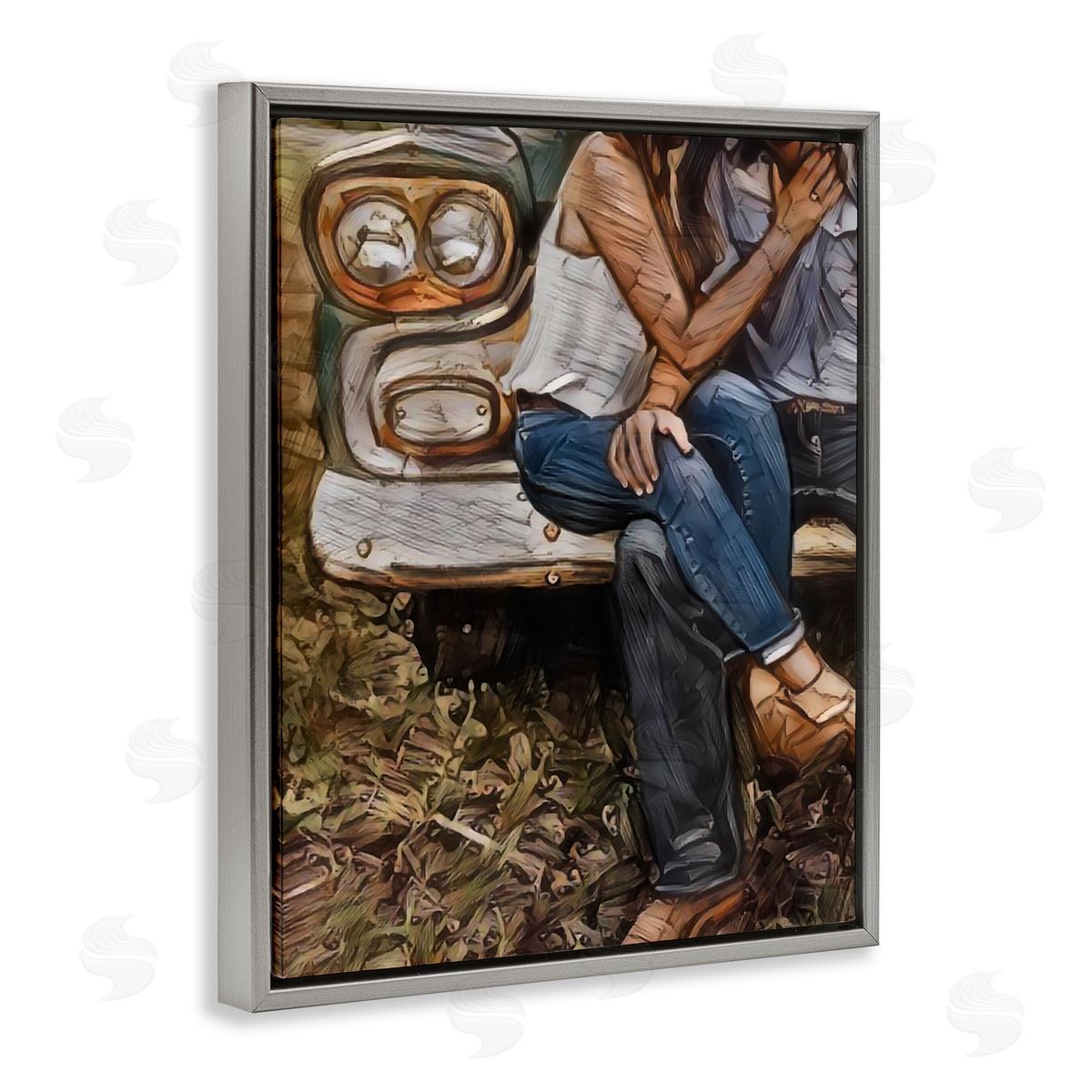 Jesse Keith Crossed Legs & Trucks Gray Floating Frame Canvas Wall Art Print