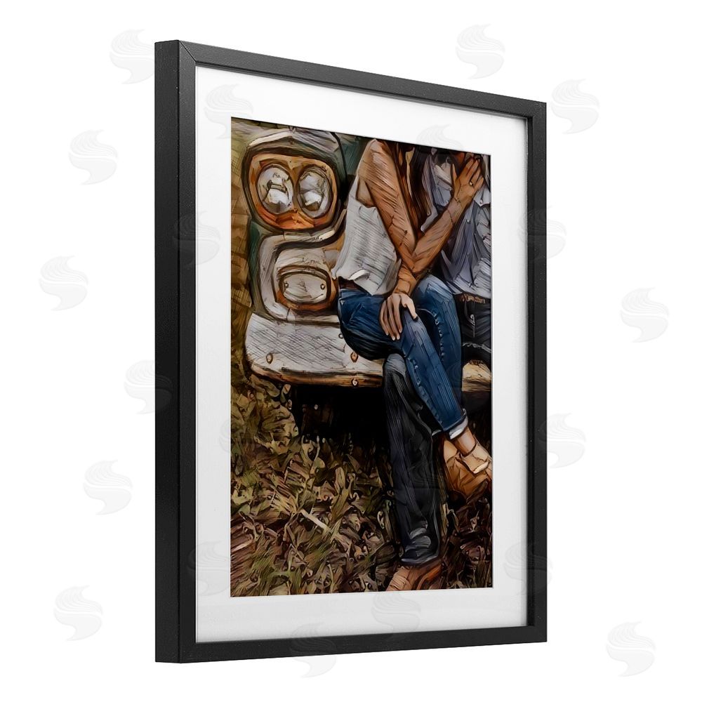 Jesse Keith Crossed Legs & Trucks Black Framed Print Under Glass Wall Art