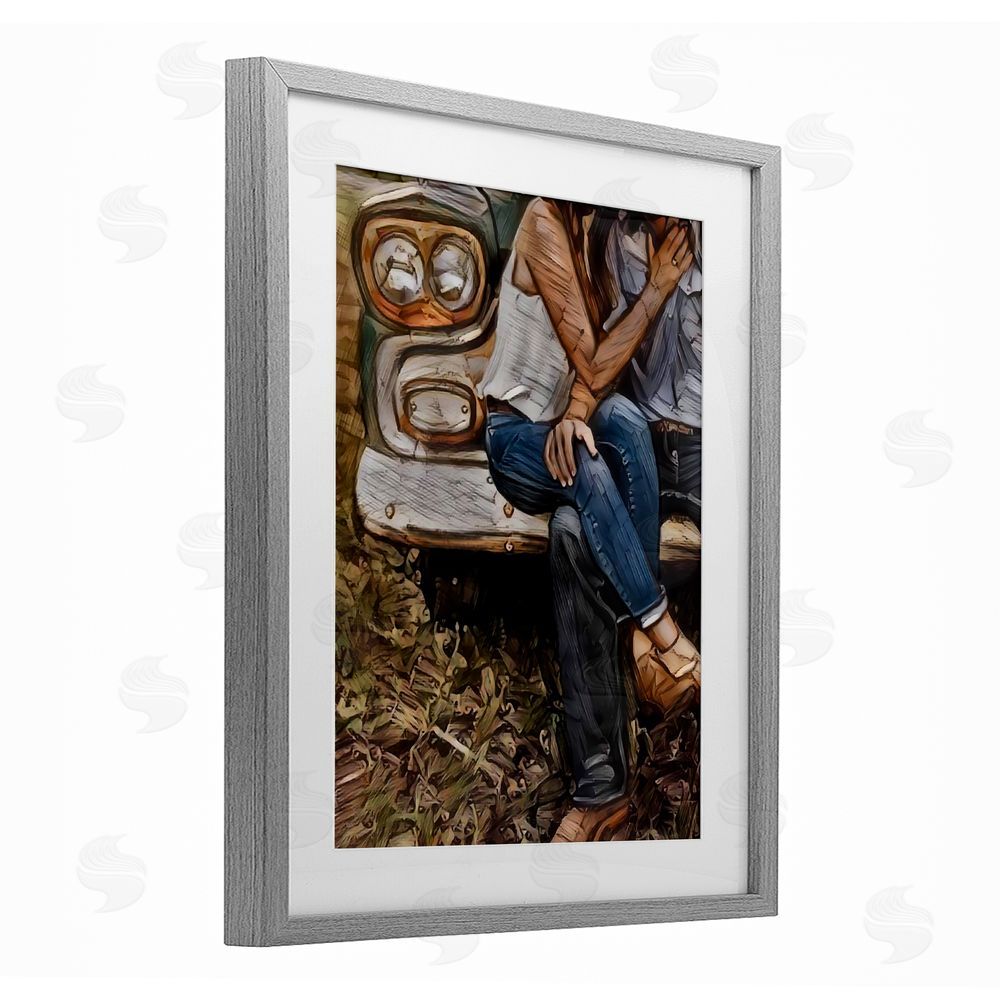 Jesse Keith Crossed Legs & Trucks Gray Framed Print Under Glass Wall Art