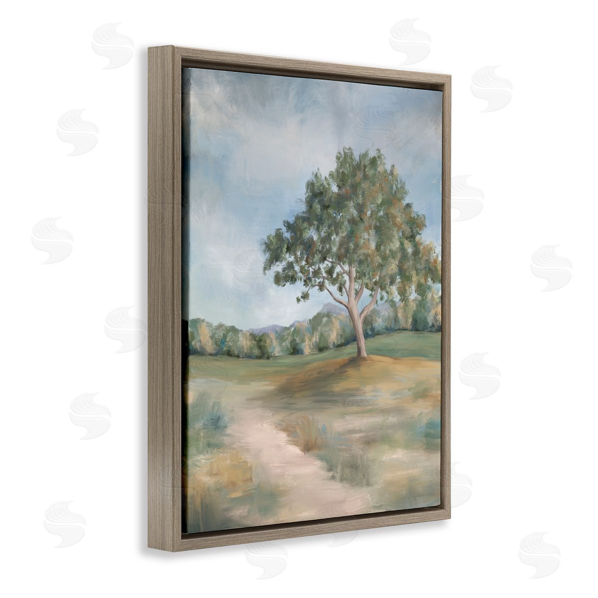 Leah Noel Art Countryside Tree Scenery Brown Floating Frame Canvas Wall Art Print