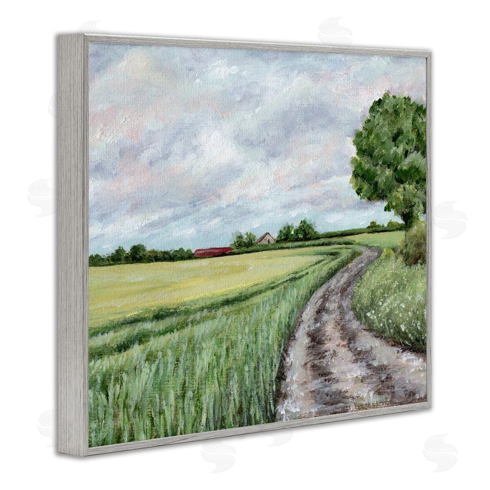 Leah Noel Art Winding Country Roads Gray Framed Giclee Print Wall Art