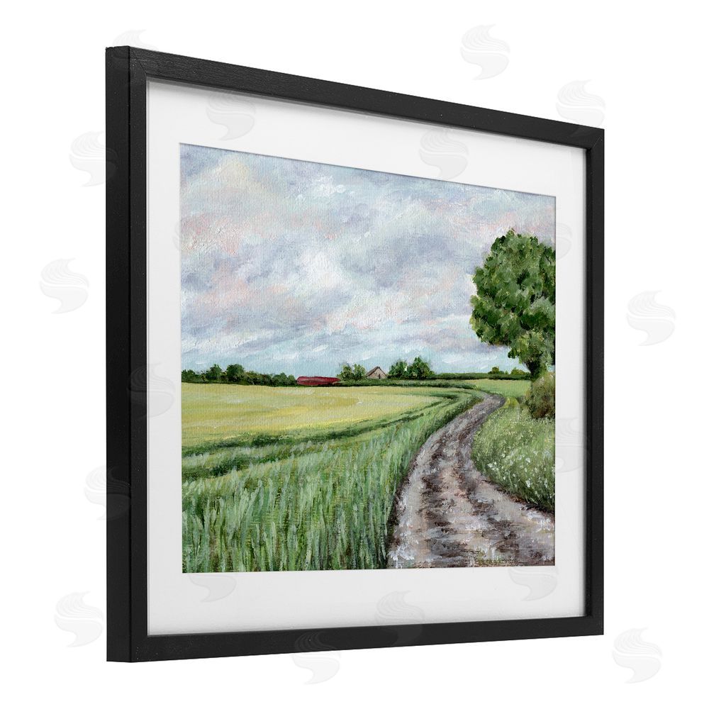Leah Noel Art Winding Country Roads Black Framed Print Under Glass Wall Art