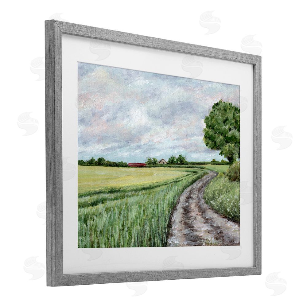 Leah Noel Art Winding Country Roads Gray Framed Print Under Glass Wall Art