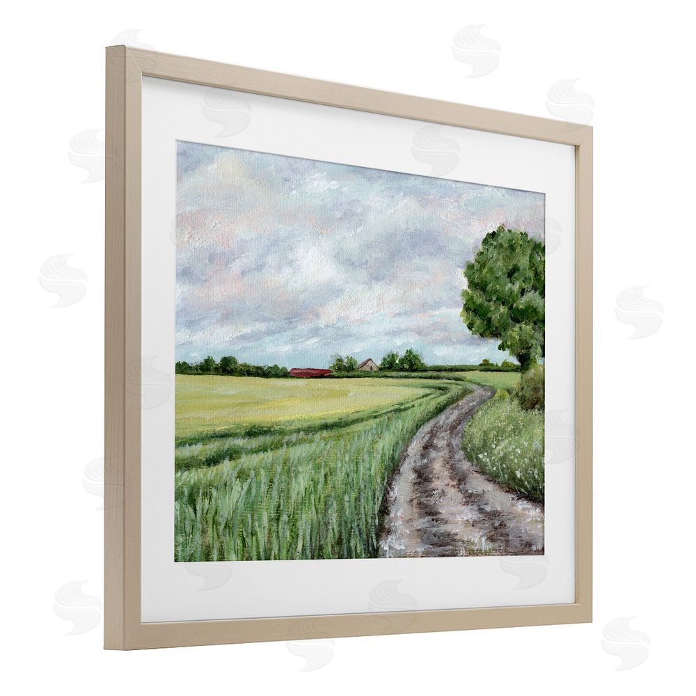 Leah Noel Art Winding Country Roads Brown Framed Print Under Glass Wall Art