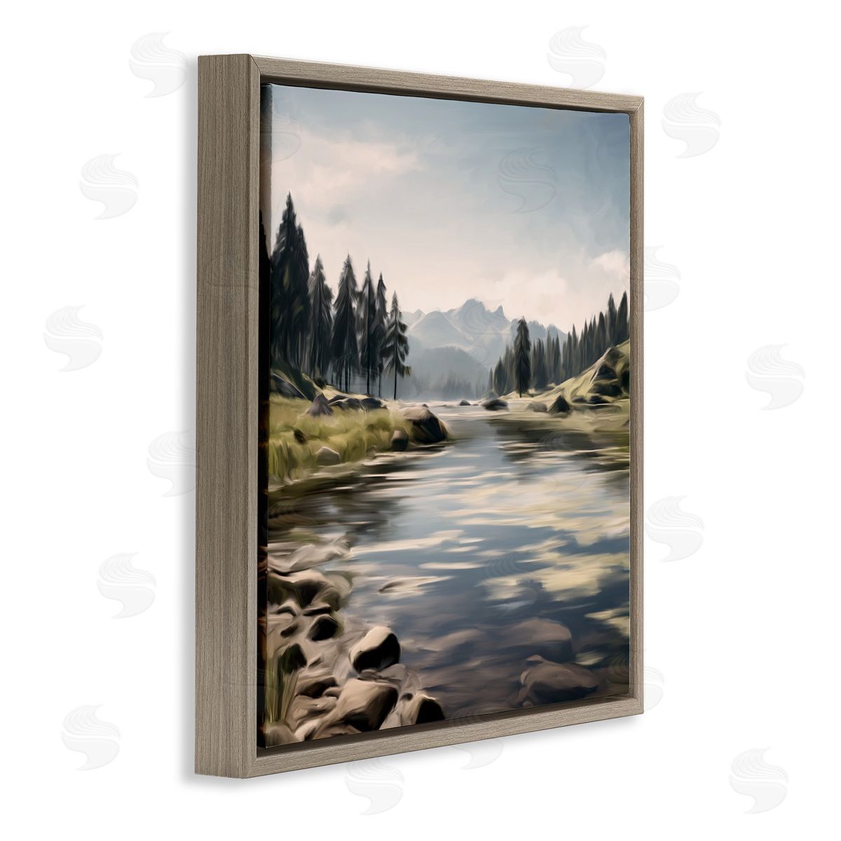 Kim Allen My Hideaway Pond Ripples Brown Floating Frame Canvas Wall Art Print