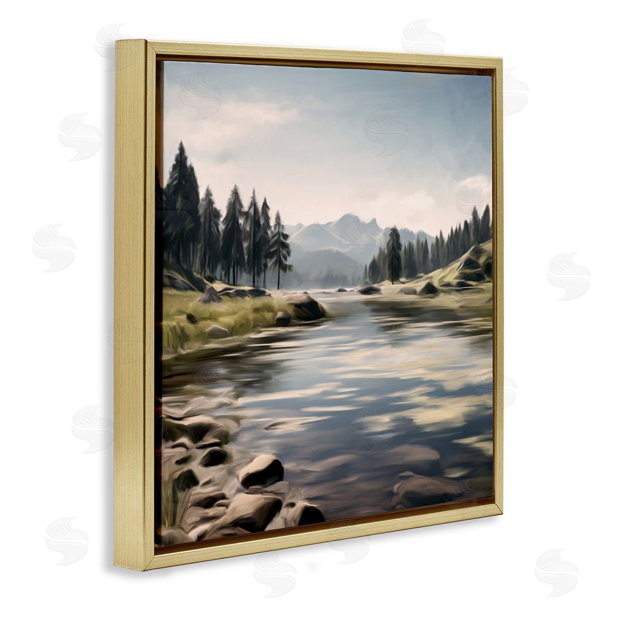 Kim Allen My Hideaway Pond Ripples Gold Floating Frame Canvas Wall Art Print
