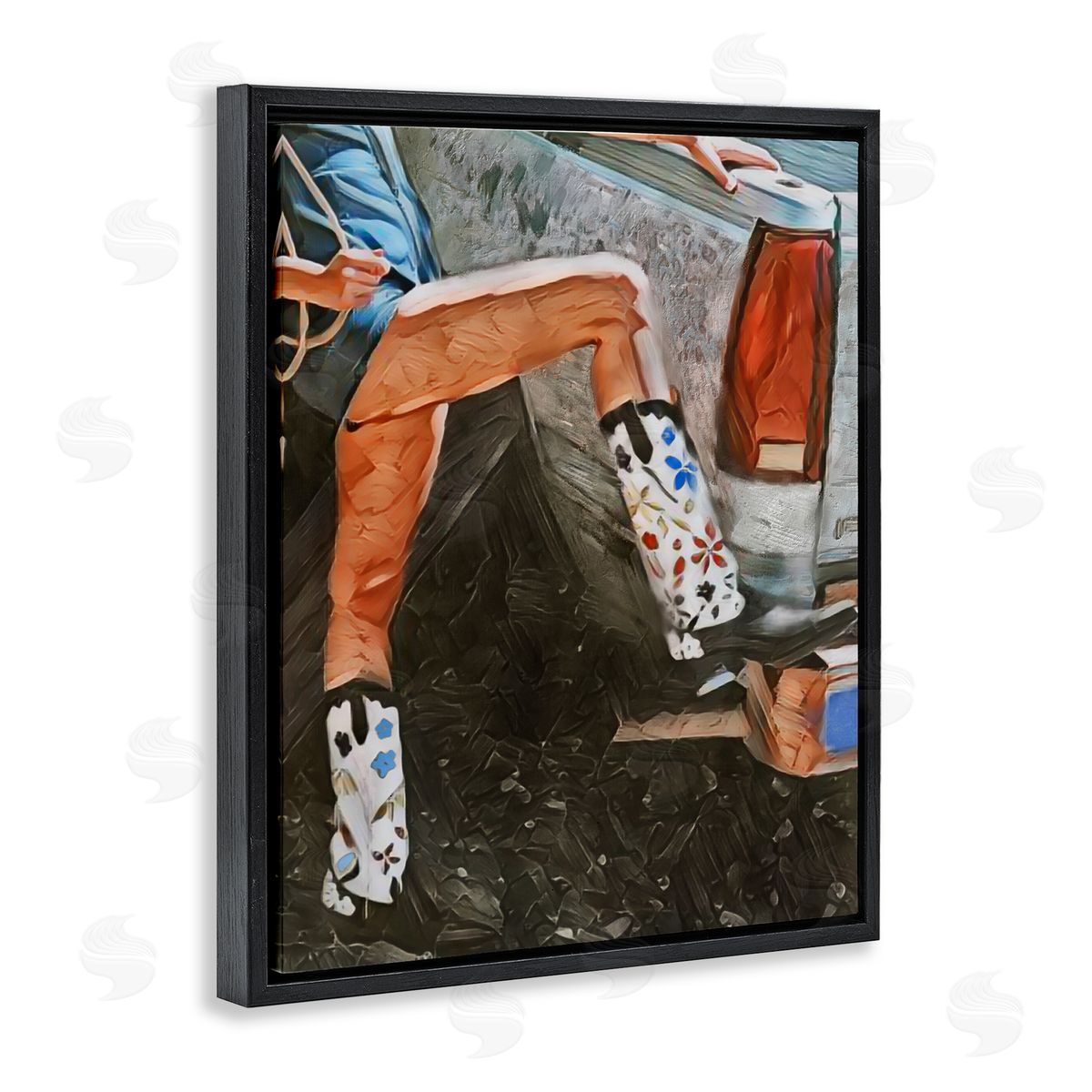 Jesse Keith Round Up Cowgirl Boots Black Floating Frame Canvas Wall Art Print