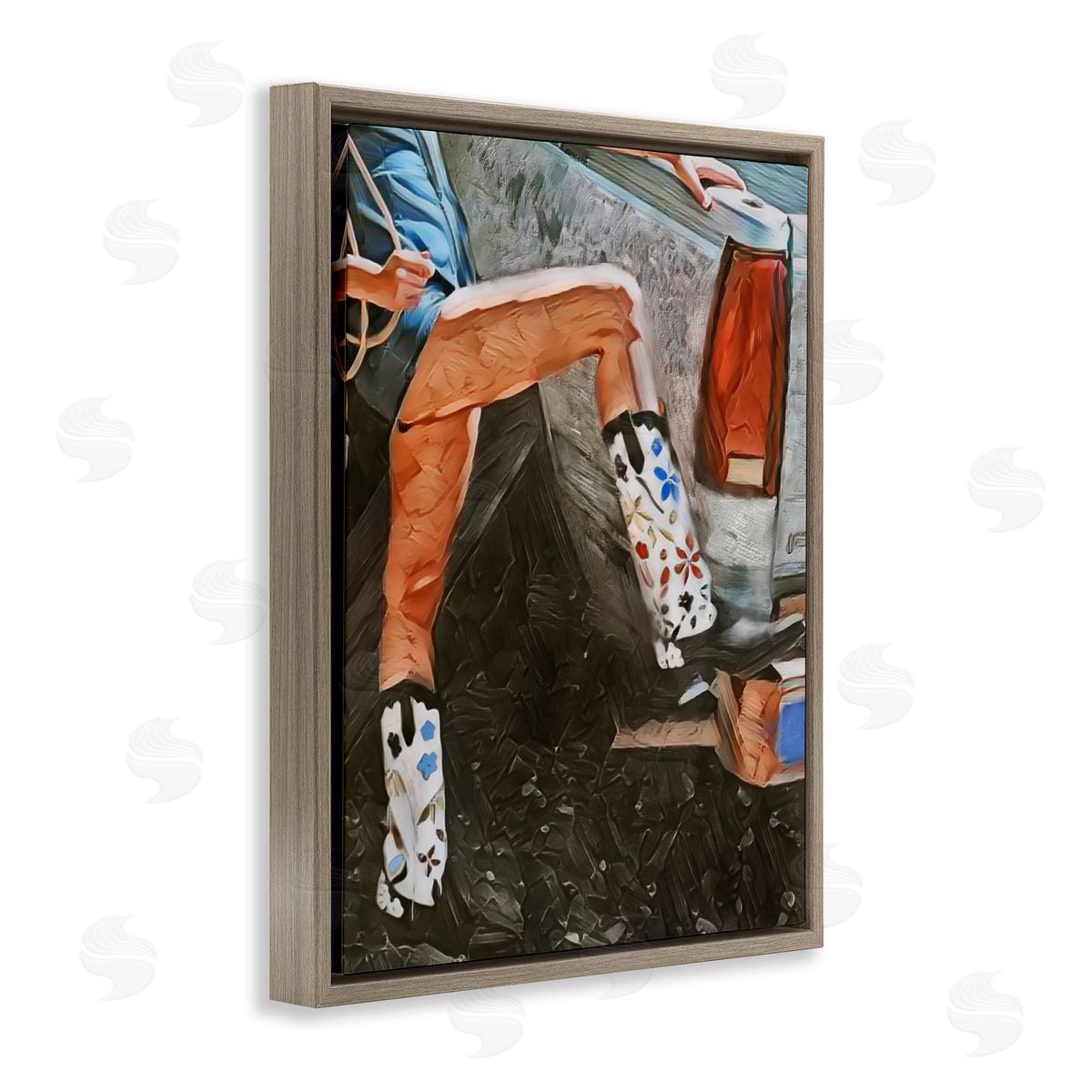 Jesse Keith Round Up Cowgirl Boots Brown Floating Frame Canvas Wall Art Print