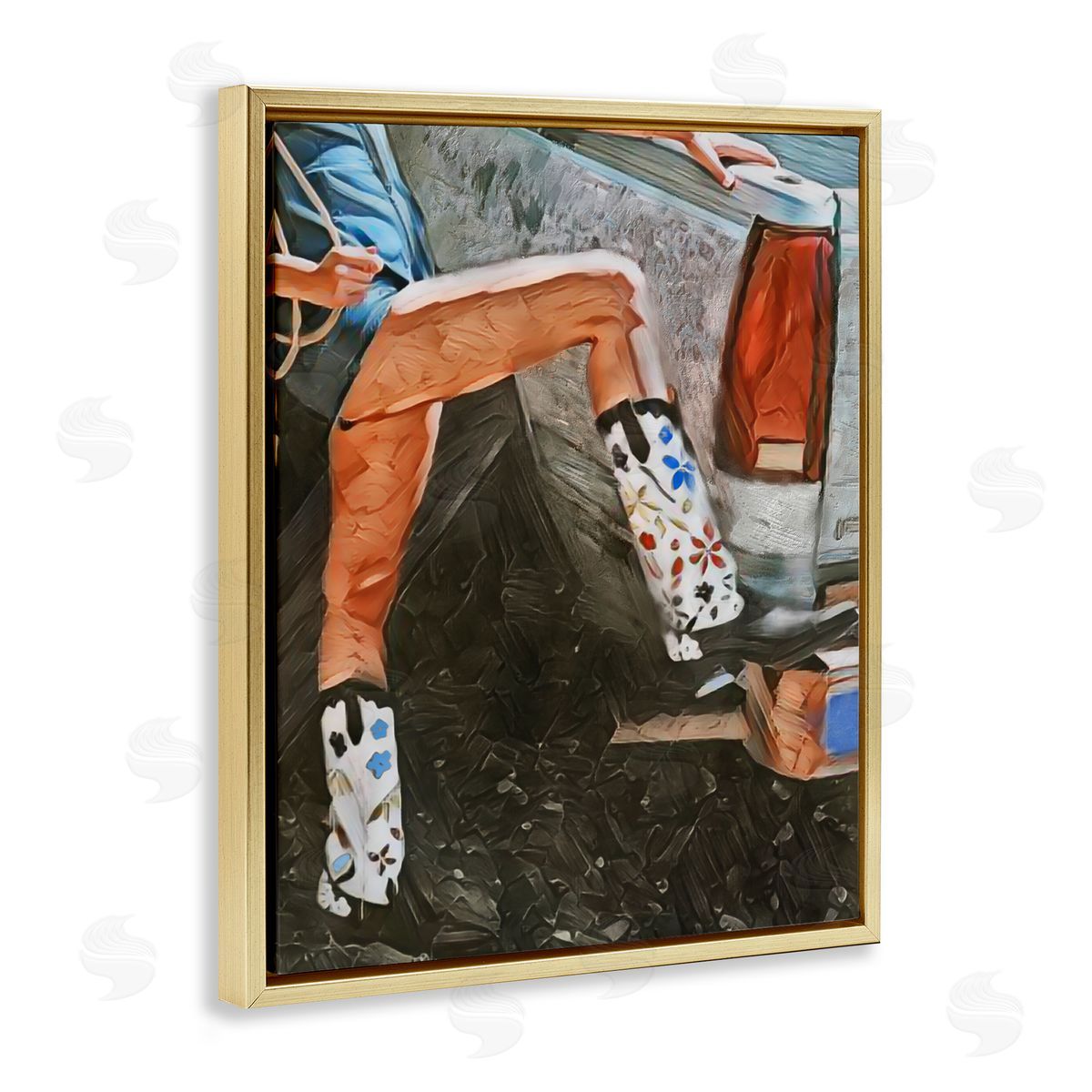 Jesse Keith Round Up Cowgirl Boots Gold Floating Frame Canvas Wall Art Print