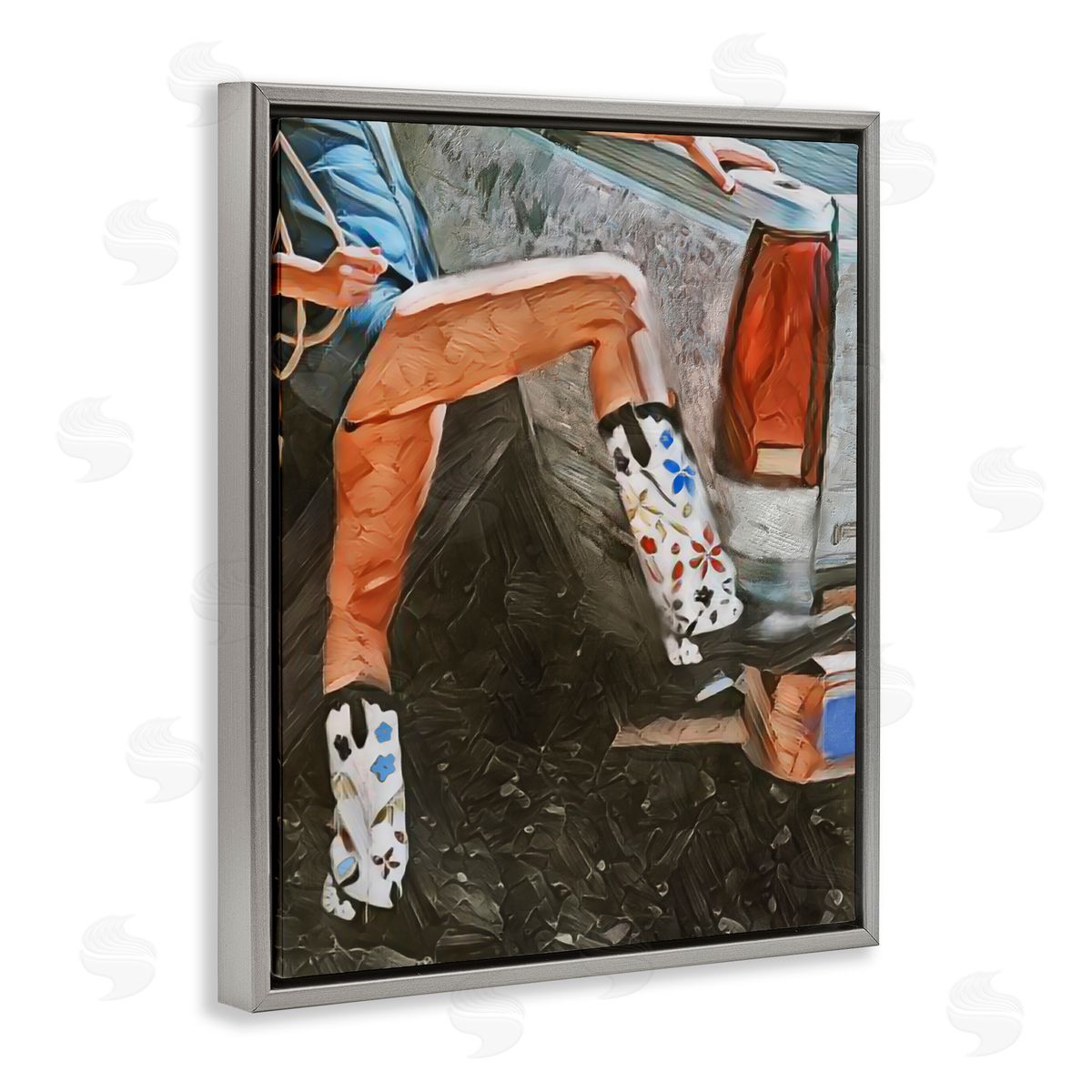 Jesse Keith Round Up Cowgirl Boots Gray Floating Frame Canvas Wall Art Print