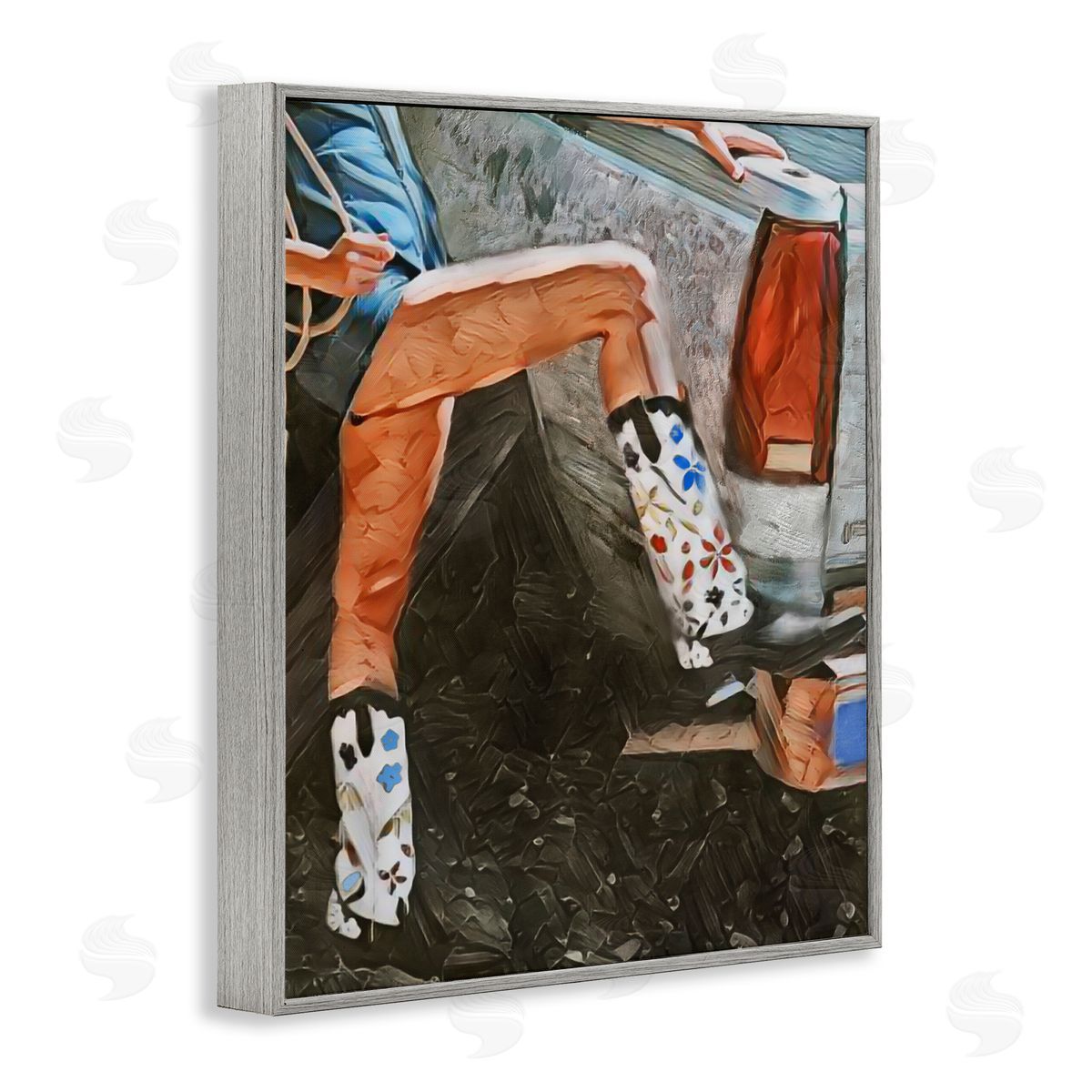 Jesse Keith Round Up Cowgirl Boots Gray Framed Giclee Print Wall Art
