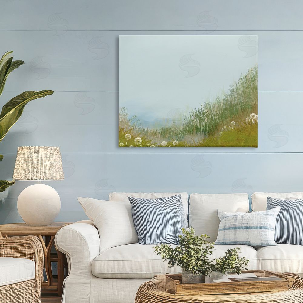 Renel Peters Misty Meadow Hill Stretched Canvas Wall Art Print in Room