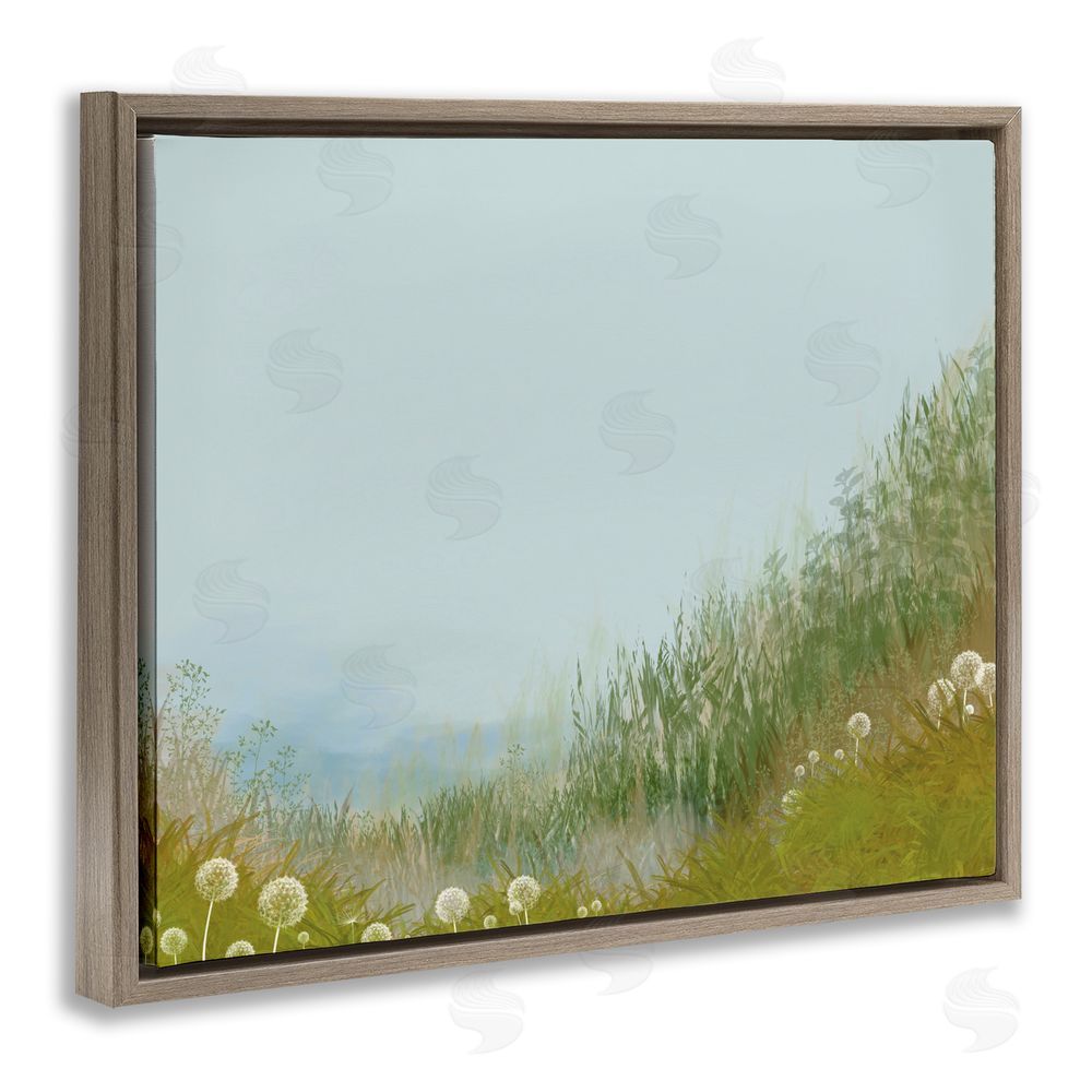 Renel Peters Misty Meadow Hill Brown Floating Frame Canvas Wall Art Print