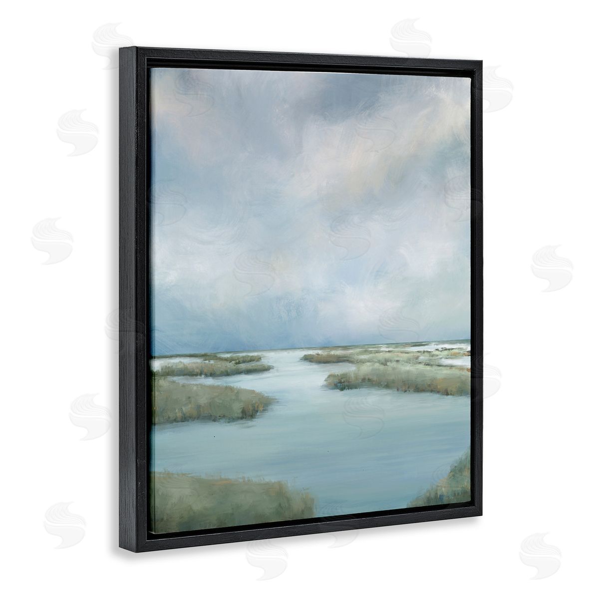 Leah Noel Art Hazy Marsh Land View Black Floating Frame Canvas Wall Art Print