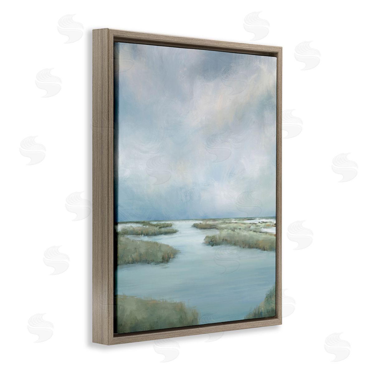 Leah Noel Art Hazy Marsh Land View Brown Floating Frame Canvas Wall Art Print