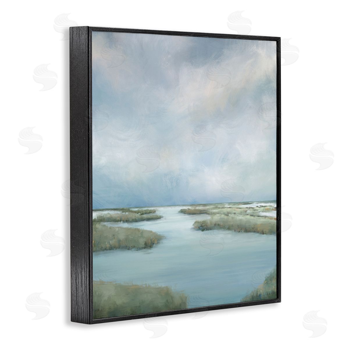 Leah Noel Art Hazy Marsh Land View Black Framed Giclee Print Wall Art