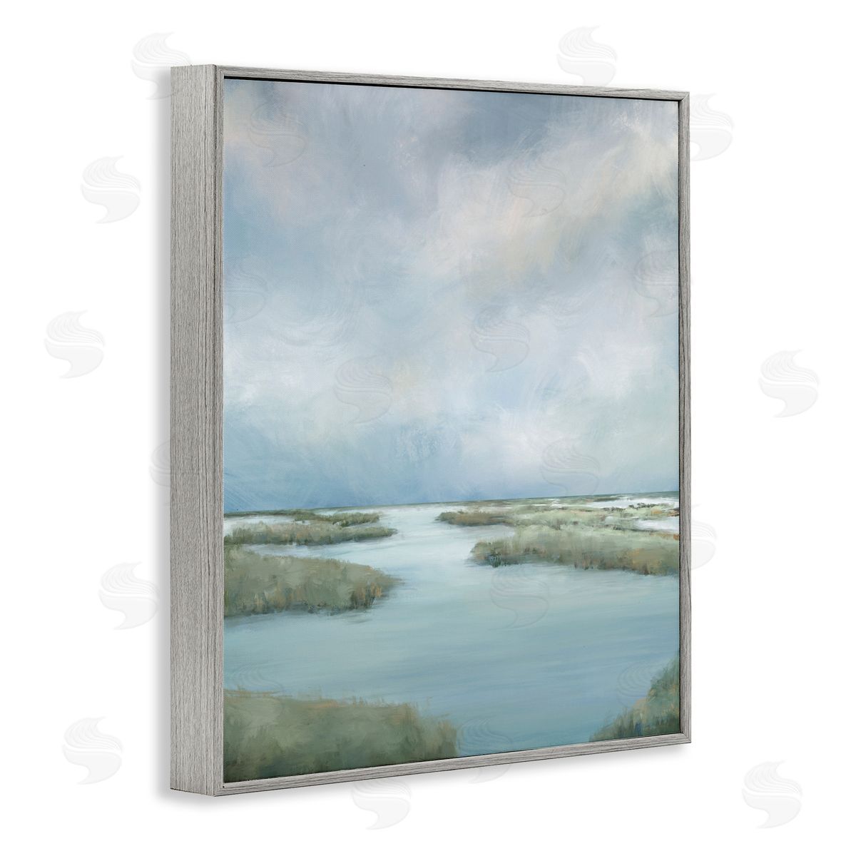 Leah Noel Art Hazy Marsh Land View Gray Framed Giclee Print Wall Art