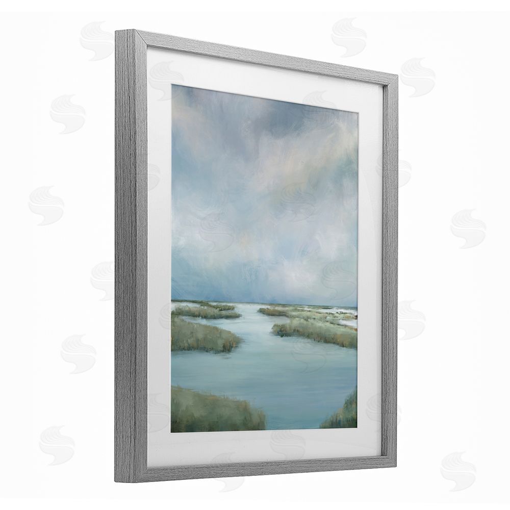 Leah Noel Art Hazy Marsh Land View Gray Framed Print Under Glass Wall Art