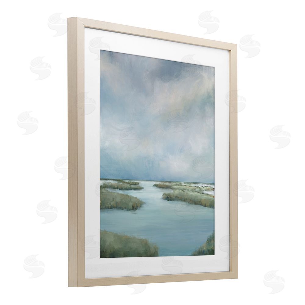 Leah Noel Art Hazy Marsh Land View Brown Framed Print Under Glass Wall Art