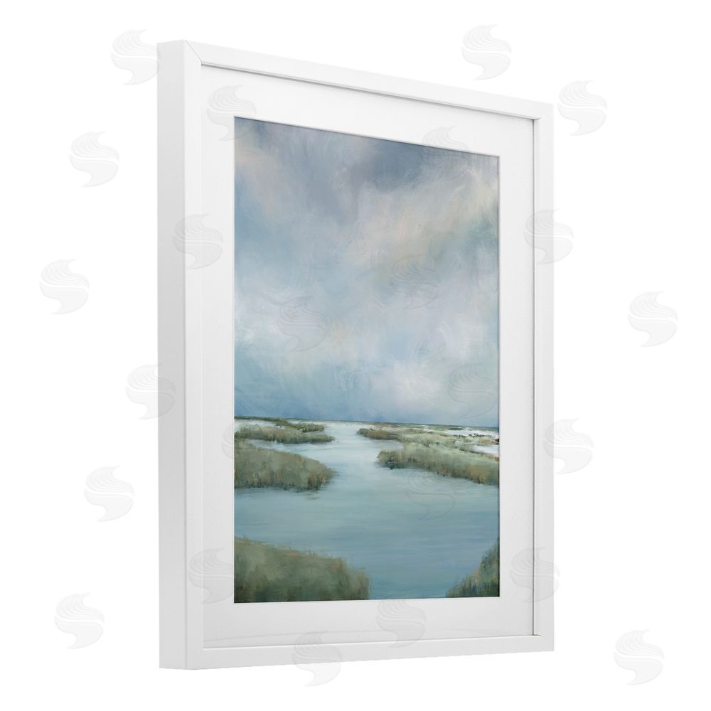 Leah Noel Art Hazy Marsh Land View White Framed Print Under Glass Wall Art