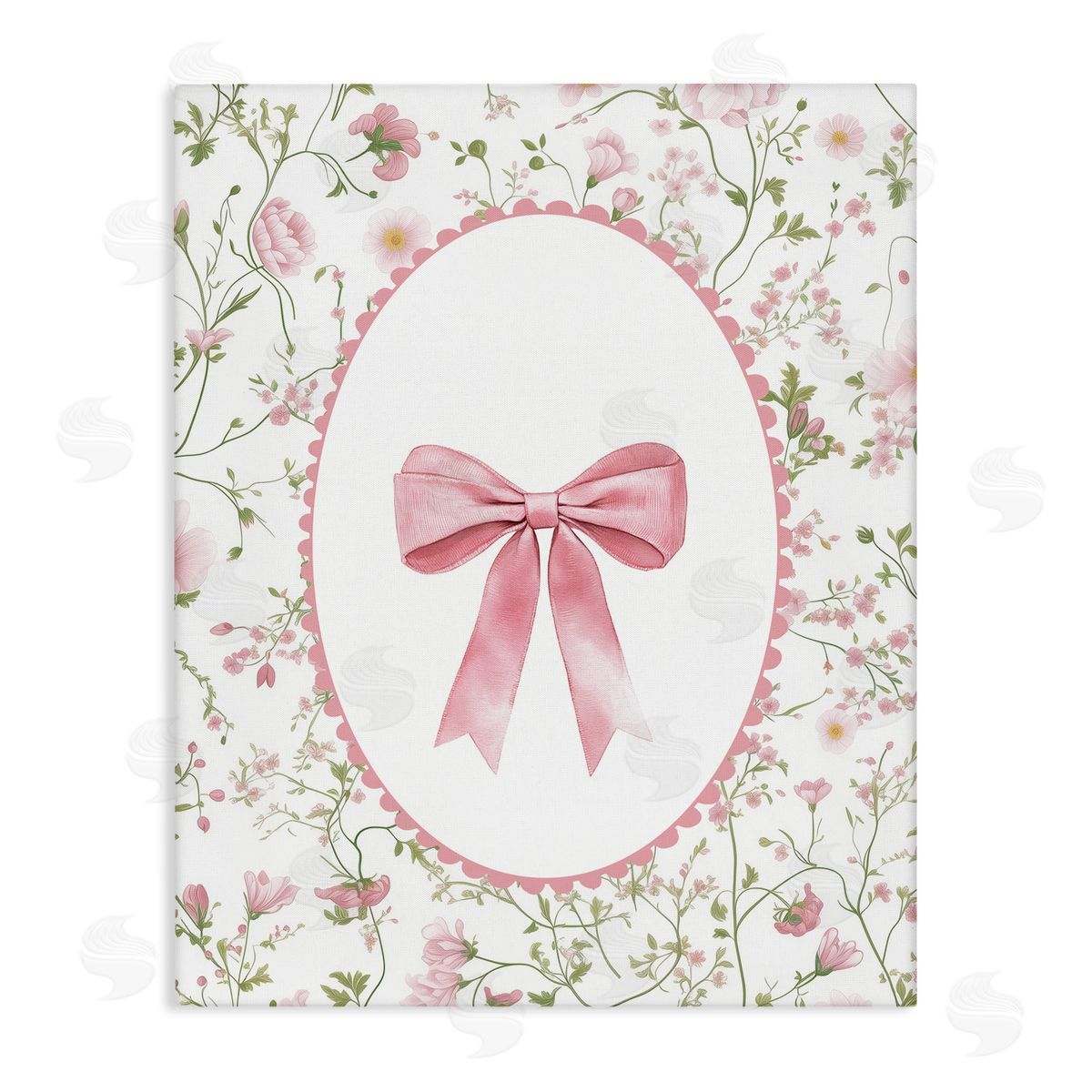 Christine Simpson Art Delicate Florals & Bow Stretched Canvas Wall Art Print