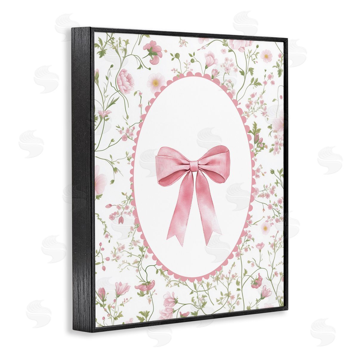 Christine Simpson Art Delicate Florals & Bow Black Framed Giclee Print Wall Art