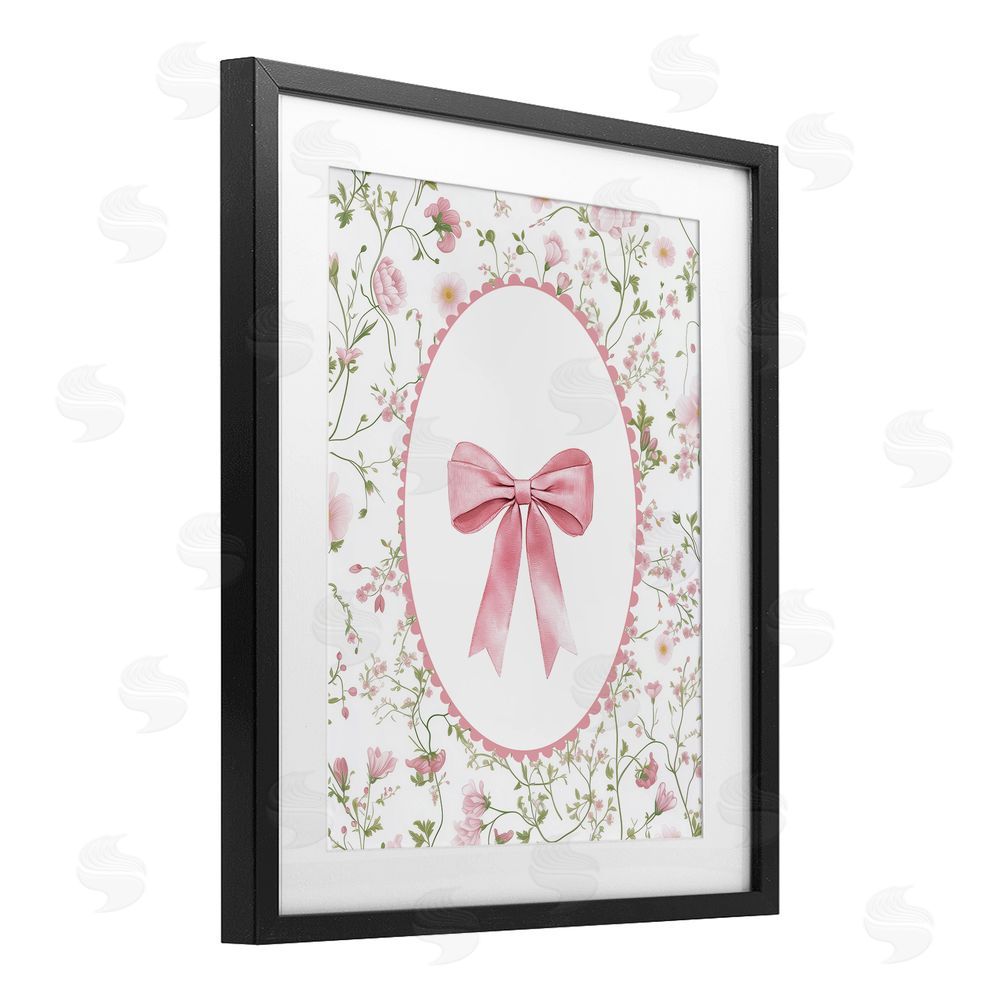 Christine Simpson Art Delicate Florals & Bow Black Framed Print Under Glass Wall Art