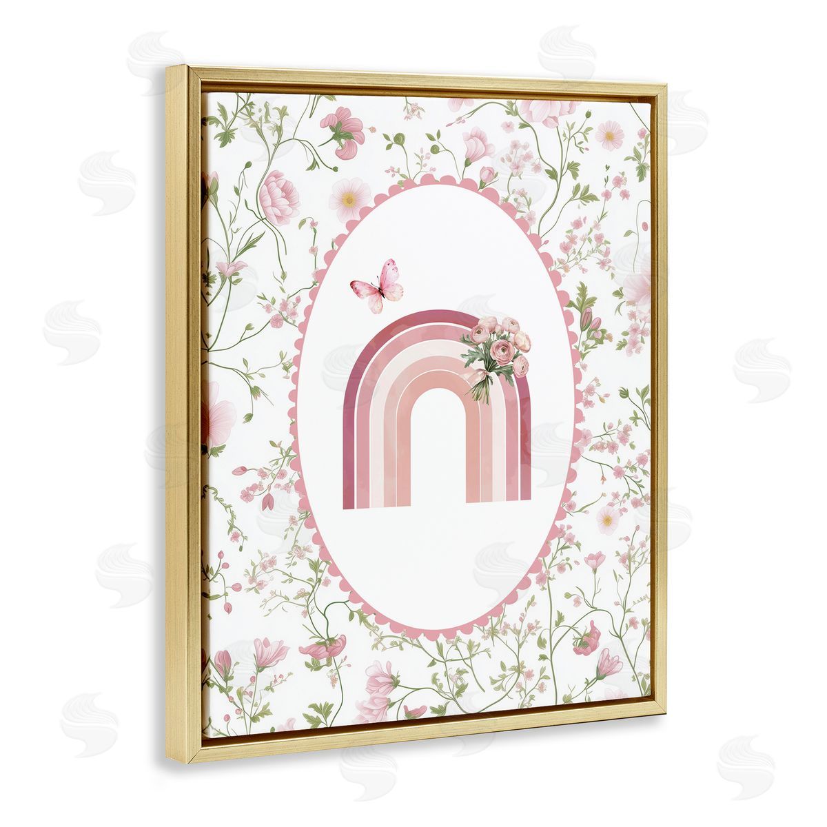 Christine Simpson Art Delicate Florals & Rainbow Gold Floating Frame Canvas Wall Art Print