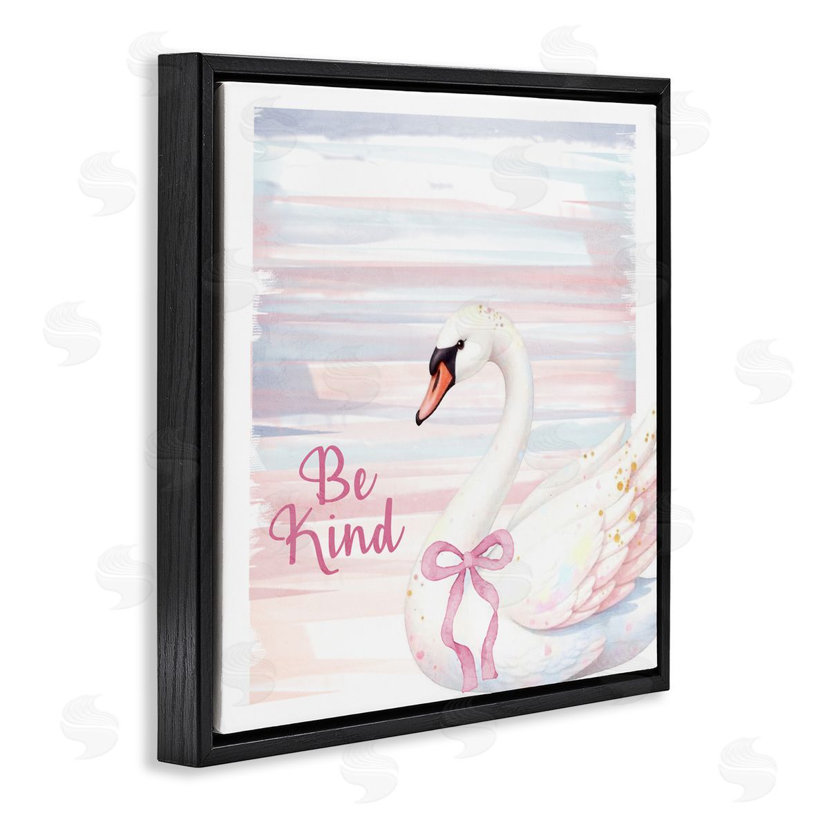 Kim Allen Be Kind Pastel Swan Black Floating Frame Canvas Wall Art Print