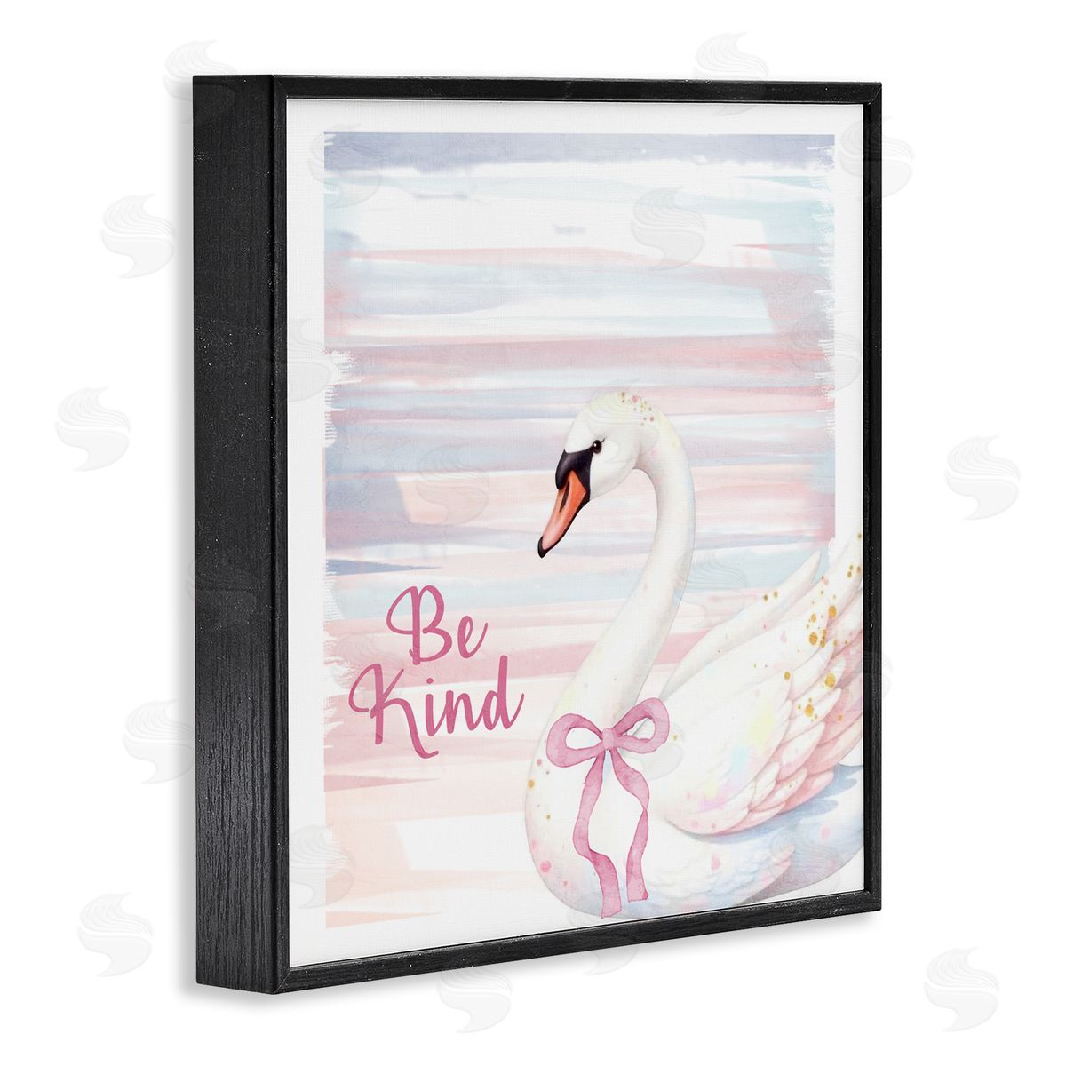 Kim Allen Be Kind Pastel Swan Black Framed Giclee Print Wall Art