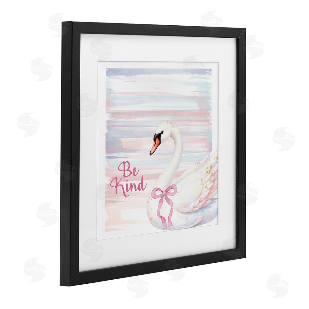 Kim Allen Be Kind Pastel Swan Black Framed Print Under Glass Wall Art