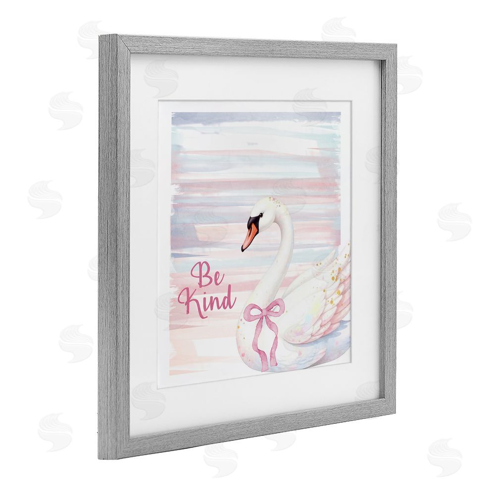 Kim Allen Be Kind Pastel Swan Gray Framed Print Under Glass Wall Art