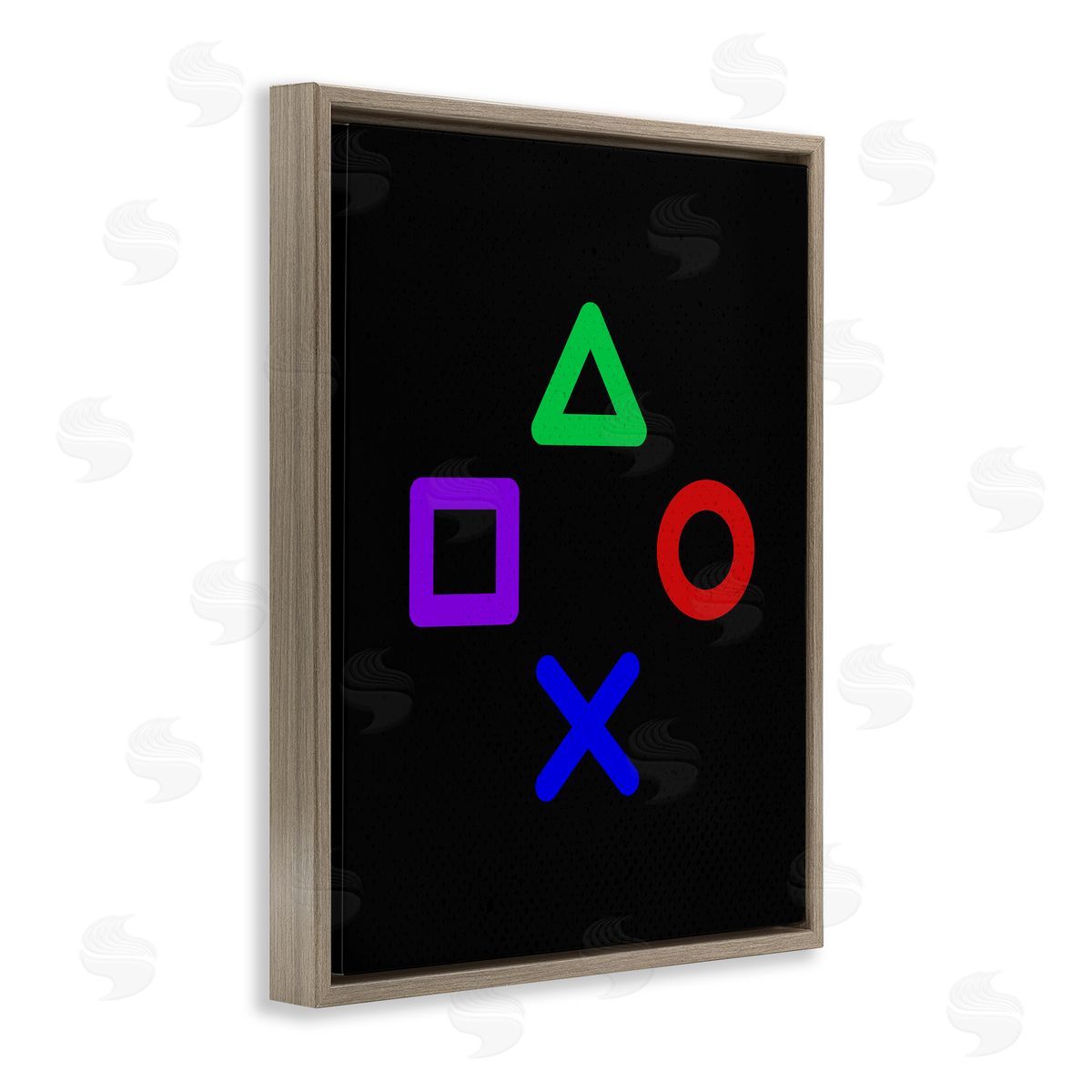 Kim Allen Game Button Shapes Brown Floating Frame Canvas Wall Art Print