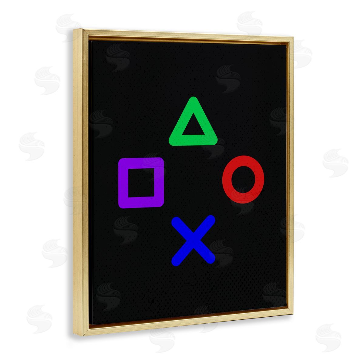 Kim Allen Game Button Shapes Gold Floating Frame Canvas Wall Art Print