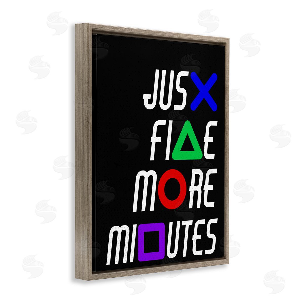 Kim Allen Just Five Minutes Gamer Buttons Brown Floating Frame Canvas Wall Art Print