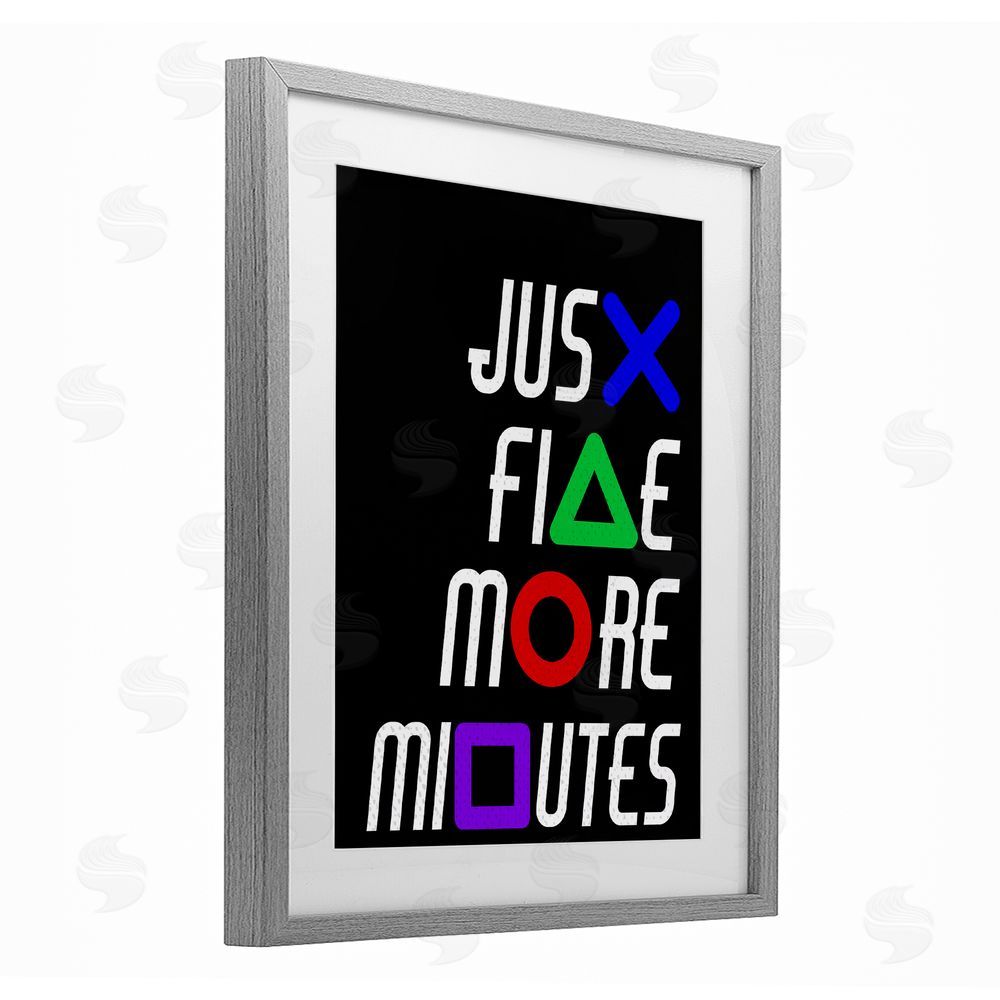 Kim Allen Just Five Minutes Gamer Buttons Gray Framed Print Under Glass Wall Art