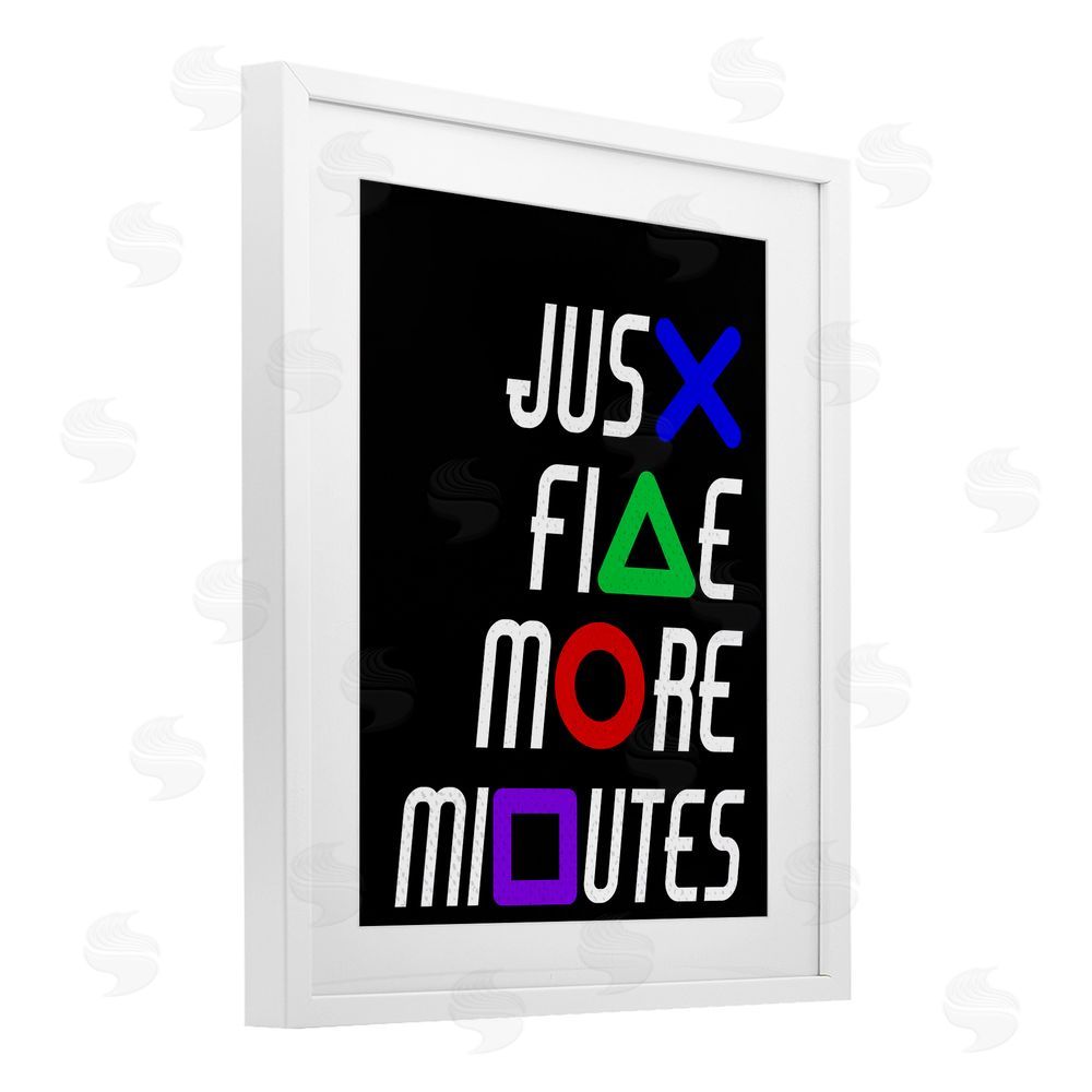 Kim Allen Just Five Minutes Gamer Buttons White Framed Print Under Glass Wall Art