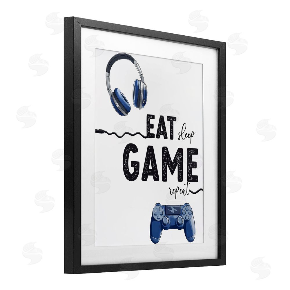 Christine Simpson Art Eat Sleep Game Lifestyle Black Framed Print Under Glass Wall Art