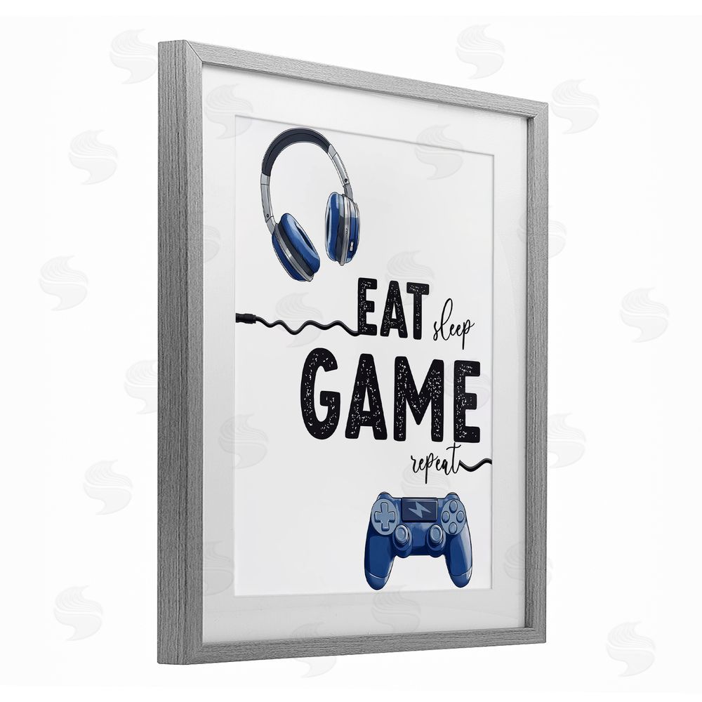 Christine Simpson Art Eat Sleep Game Lifestyle Gray Framed Print Under Glass Wall Art