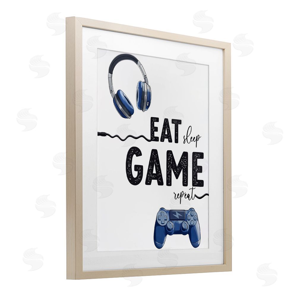 Christine Simpson Art Eat Sleep Game Lifestyle Brown Framed Print Under Glass Wall Art
