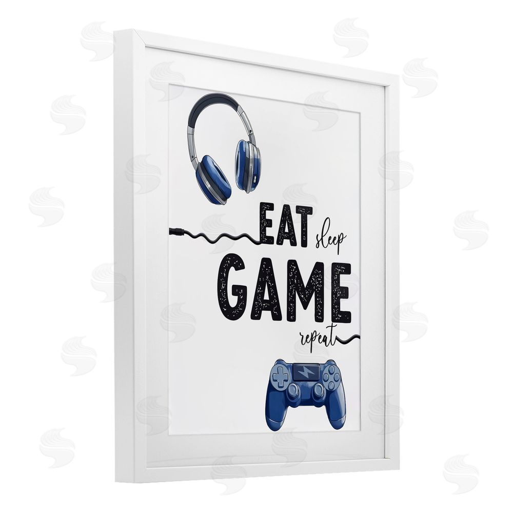 Christine Simpson Art Eat Sleep Game Lifestyle White Framed Print Under Glass Wall Art