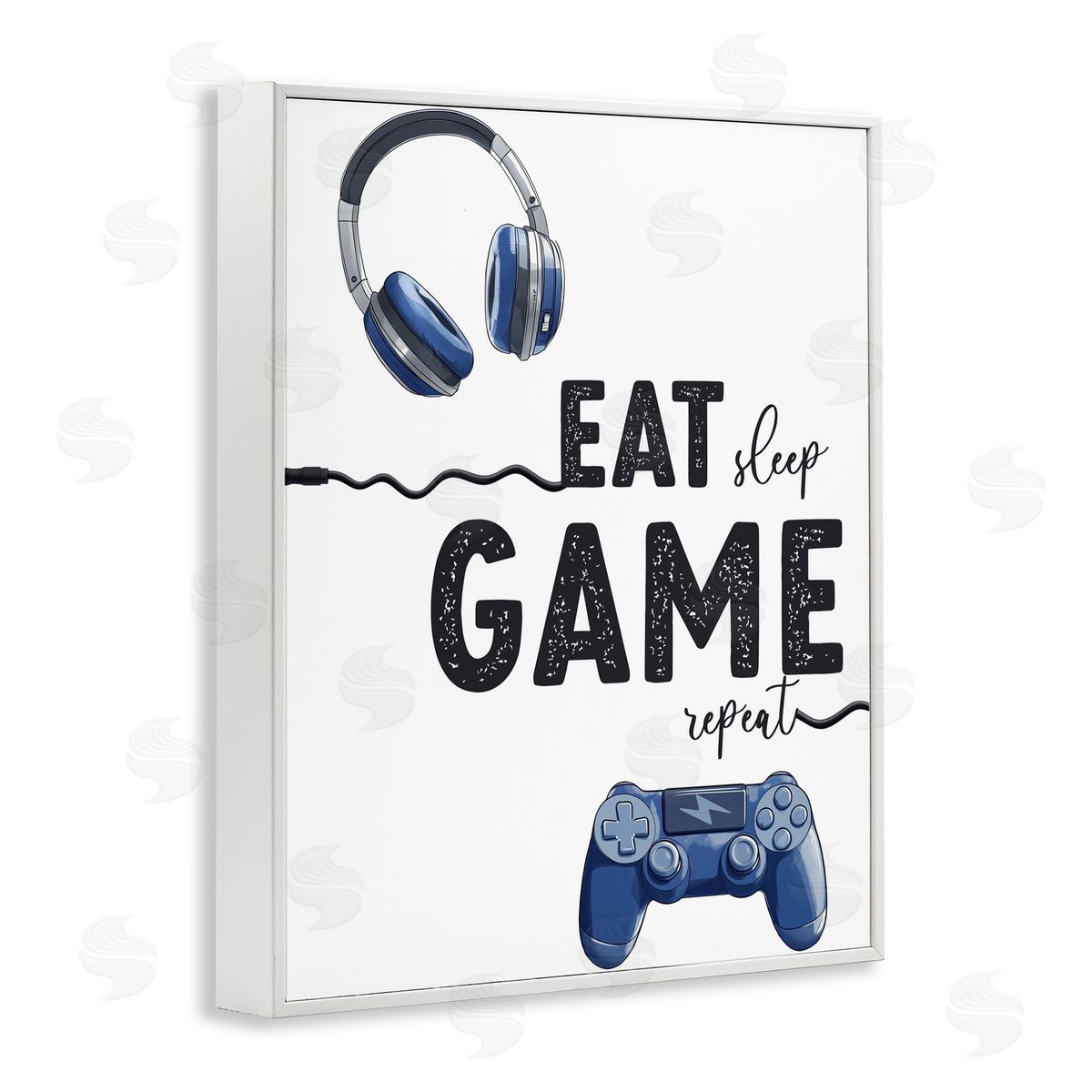 Christine Simpson Art Eat Sleep Game Lifestyle White Framed Giclee Print Wall Art