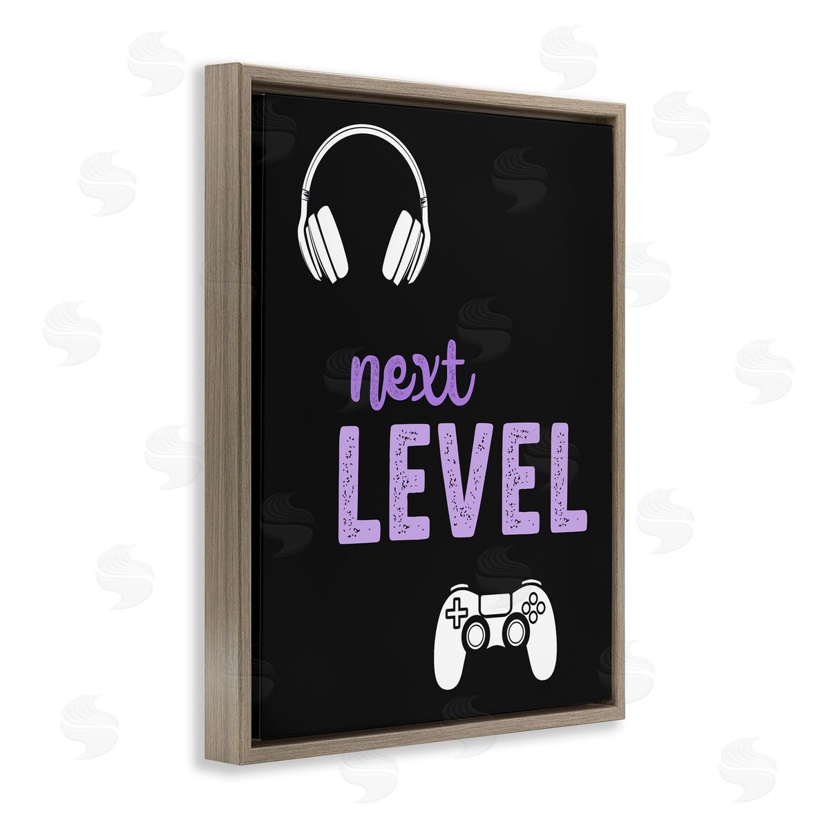 Christine Simpson Art Next Level Headset & Controller Brown Floating Frame Canvas Wall Art Print